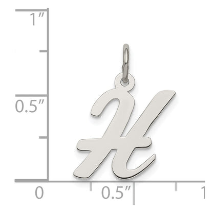 Sterling Silver Rhodium-plated Script Letter H Initial Charm