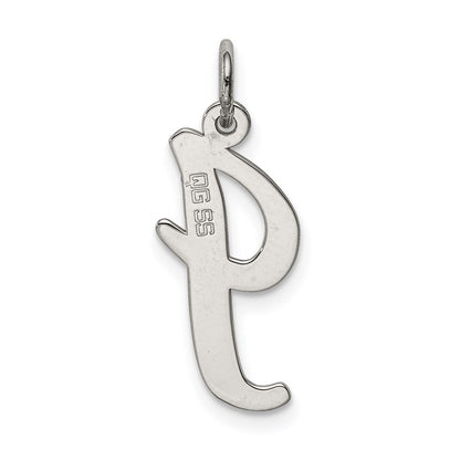 Sterling Silver Rhodium-plated Script Letter I Initial Charm