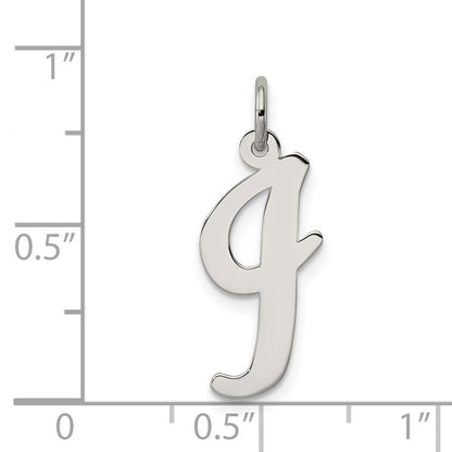 Sterling Silver Rhodium-plated Script Letter I Initial Charm
