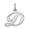Sterling Silver Rhodium-plated Fancy Script Letter D Initial Charm