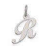 Sterling Silver Rhodium-plated Fancy Script Letter R Initial Charm