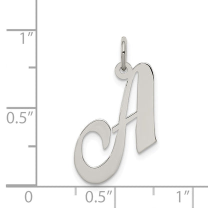 Sterling Silver Rhodium-plated Fancy Script Letter A Initial Charm