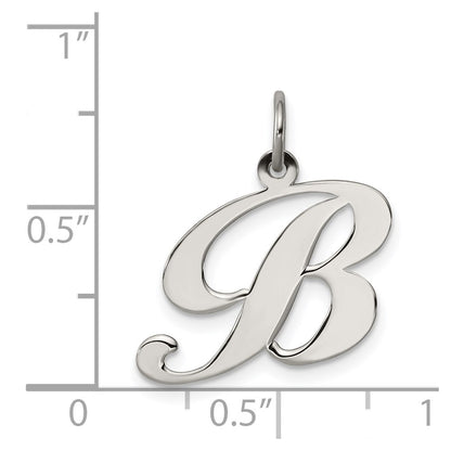 Sterling Silver Rhodium-plated Fancy Script Letter B Initial Charm