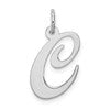 Sterling Silver Rhodium-plated Fancy Script Letter C Initial Charm