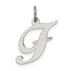 Sterling Silver Rhodium-plated Fancy Script Letter F Initial Charm