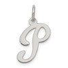 Sterling Silver Rhodium-plated Fancy Script Letter P Initial Charm