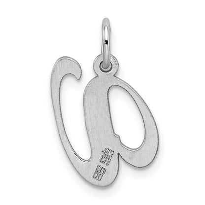 Sterling Silver Rhodium-plated Fancy Script Letter V Initial Charm