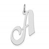 Sterling Silver Rhodium-plated Fancy Script Letter A Initial Charm