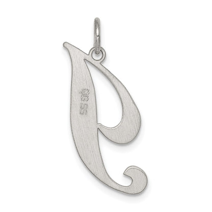 Sterling Silver Rhodium-plated Fancy Script Letter I Initial Charm