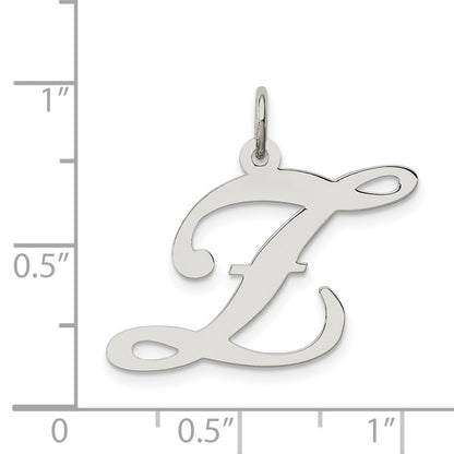 Sterling Silver Rhodium-plated Fancy Script Letter Z Initial Charm