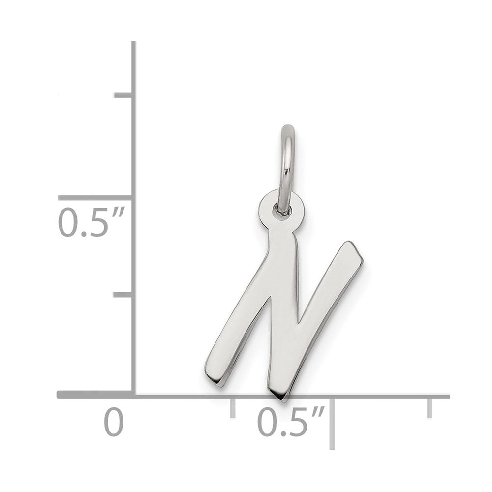 Sterling Silver Rhodium-plated Letter N Initial Charm