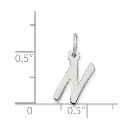 Sterling Silver Rhodium-plated Letter N Initial Charm