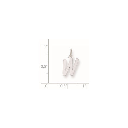 Sterling Silver Rhodium-plated Letter W Initial Charm
