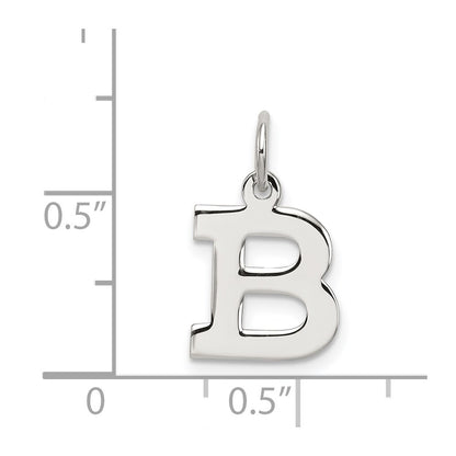 Sterling Silver Rhodium-plated Block Letter B Initial Charm