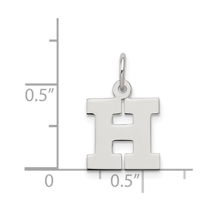 Sterling Silver Rhodium-plated Block Letter H Initial Charm