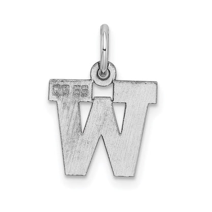 Sterling Silver Rhodium-plated Block Letter W Initial Charm