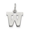 Sterling Silver Rhodium-plated Block Letter W Initial Charm