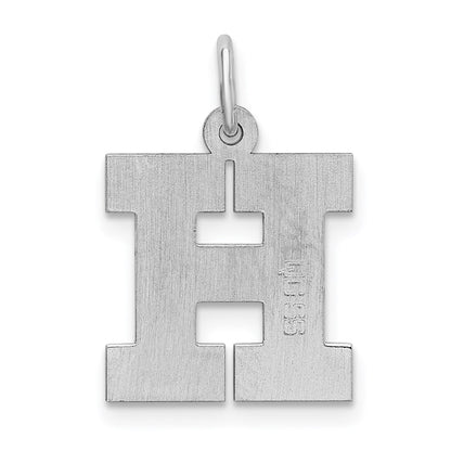 Sterling Silver Rhodium-plated Block Letter H Initial Charm