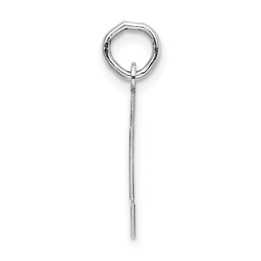 Sterling Silver Rhodium-plated Block Letter I Initial Charm