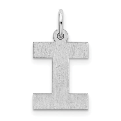 Sterling Silver Rhodium-plated Block Letter I Initial Charm