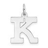 Sterling Silver Rhodium-plated Block Letter K Initial Charm