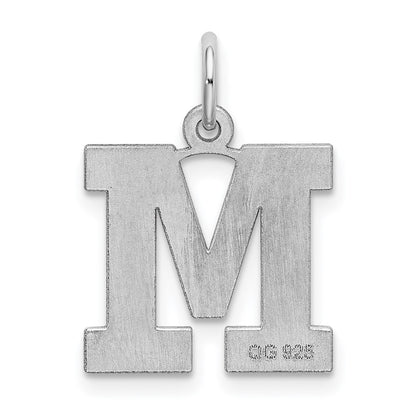 Sterling Silver Rhodium-plated Block Letter M Initial Charm