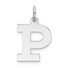 Sterling Silver Rhodium-plated Block Letter P Initial Charm