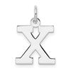 Sterling Silver Rhodium-plated Block Letter X Initial Charm