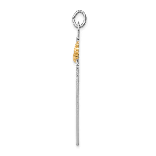Sterling Silver Platinum-plated & 18k Gold-plated Cross Pendant