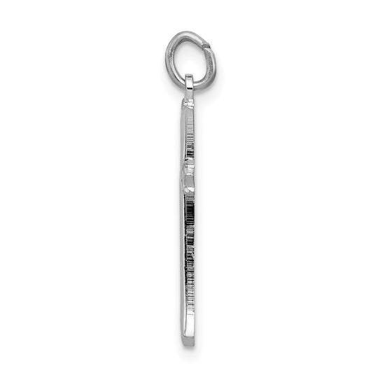 Sterling Silver Platinum-plated Fleur De Lis Cross Charm