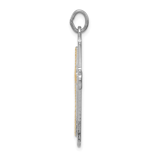Sterling Silver Platinum-plated & Gold-plated Cross Pendant