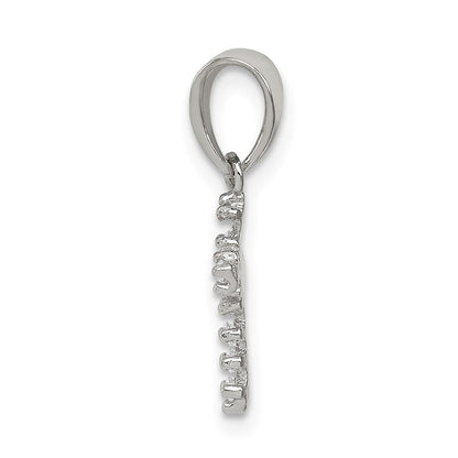Sterling Silver Rhodium-plated CZ Cross Pendant