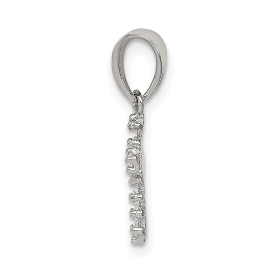 Sterling Silver Rhodium-plated CZ Cross Pendant