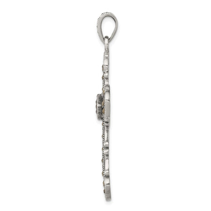 Sterling Silver Antiqued Marcasite Cross Pendant