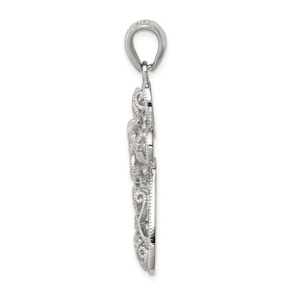 Sterling Silver Rhodium-plated CZ Cross Pendant