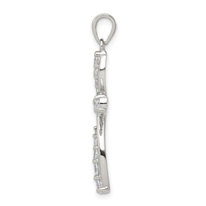 Sterling Silver Rhodium-plated CZ Cross Pendant