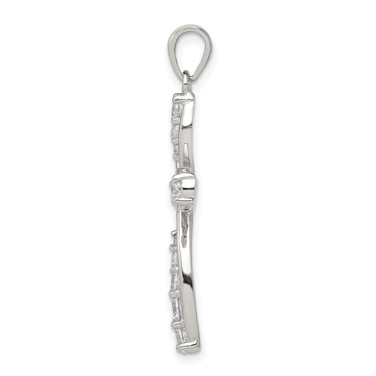 Sterling Silver Rhodium-plated CZ Cross Pendant