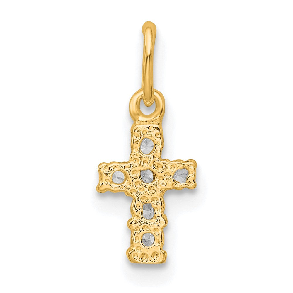 Sterling Silver 14K Gold-plated CZ Cross Charm