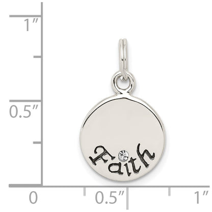 Sterling Silver Antiqued Stellux Crystal Faith Charm