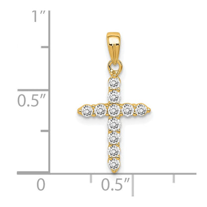 Sterling Silver Gold-plated CZ Cross Pendant