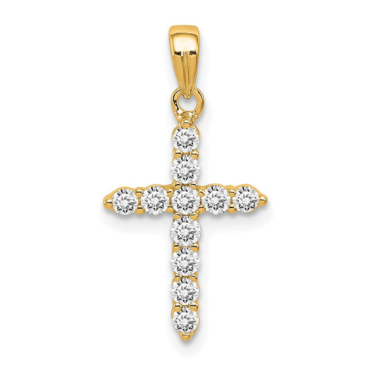 Sterling Silver Gold-plated CZ Cross Pendant