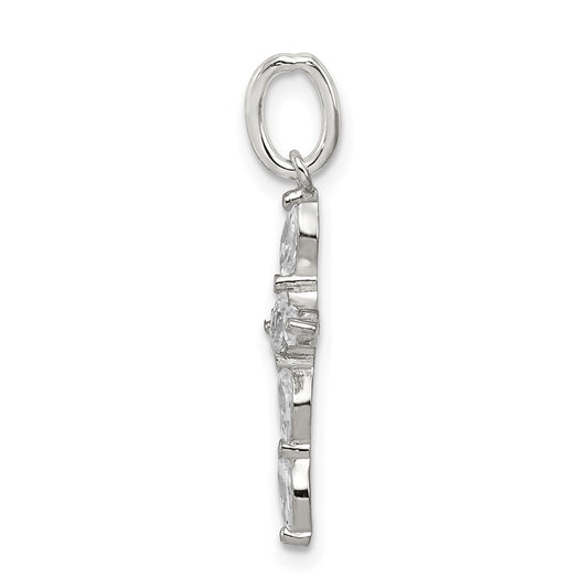 Sterling Silver Rhodium-plated CZ Cross Charm
