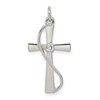 Sterling Silver Rhodium-plated CZ Cross Pendant