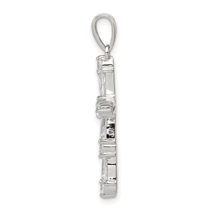 Sterling Silver Rhodium-plated CZ Cross Pendant