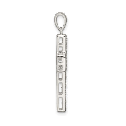 Sterling Silver Rhodium-plated CZ Latin Cross Pendant