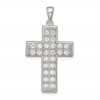 Sterling Silver Rhodium-plated CZ Latin Cross Pendant