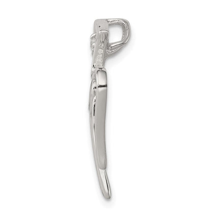 Sterling Silver Rhodium-plated CZ Dove Pendant