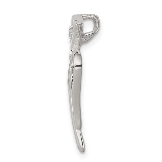 Sterling Silver Rhodium-plated CZ Dove Pendant