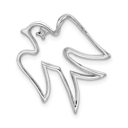 Sterling Silver Rhodium-plated CZ Dove Pendant