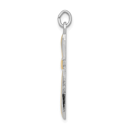 Sterling Silver Platinum-plated & 18k Gold-plated Cross Pendant